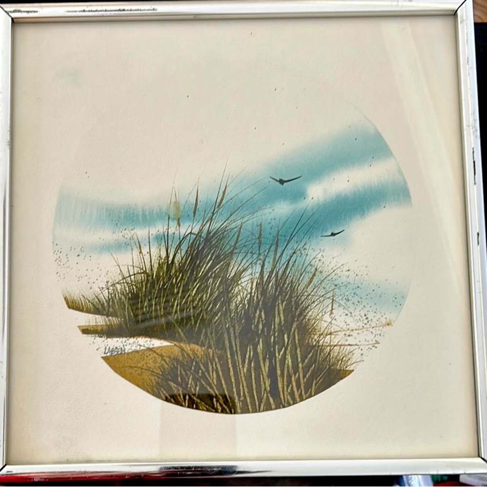 Fran Larsen Framed Watercoloor w Studio Labell